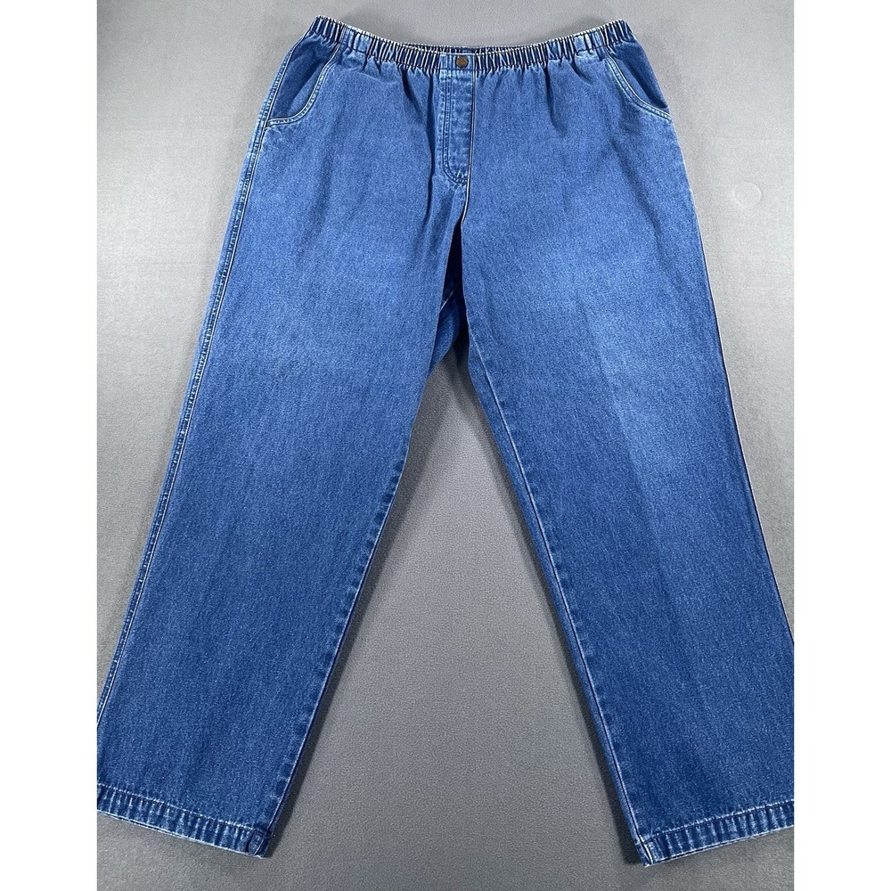 Allison Daley Size 16 Straight Leg Elastic Stretch Waistband 90's Mom Blue Jeans